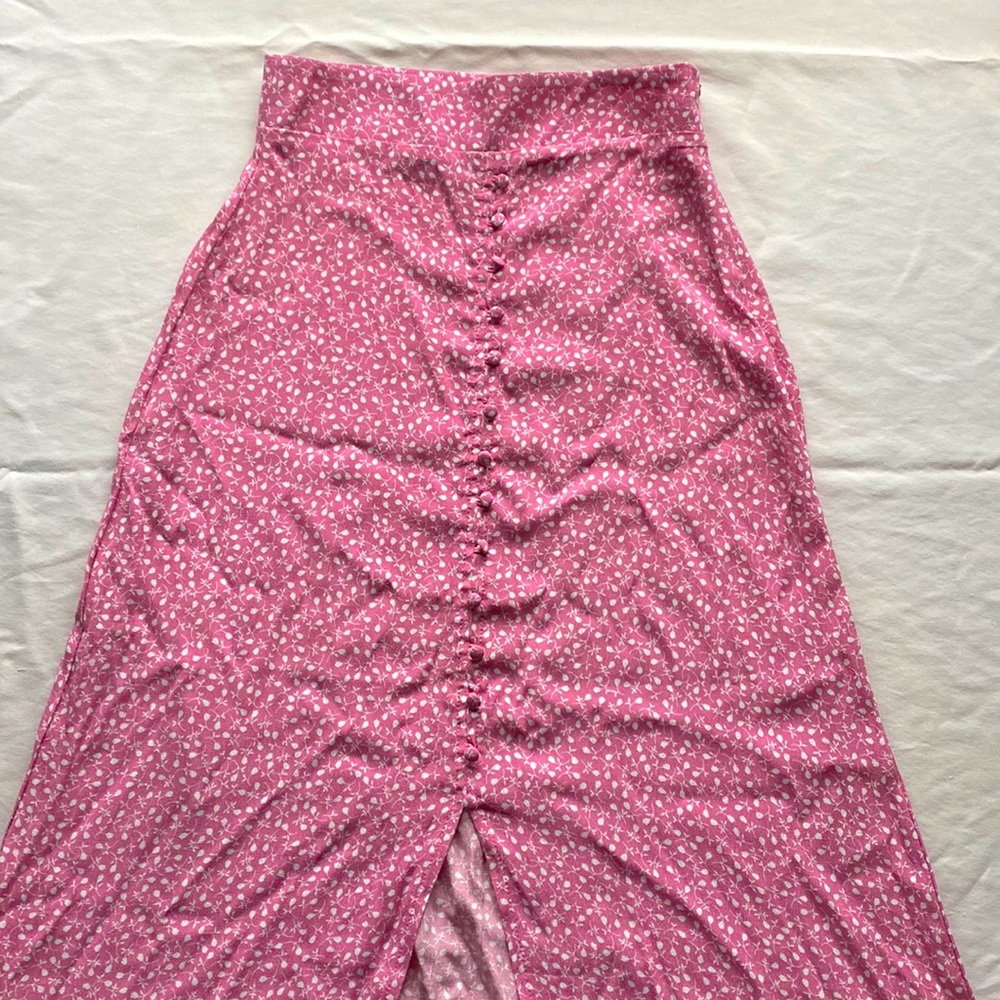High-waisted Pink Floral Skirt, XXS, Cotton On